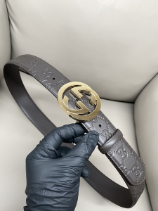 Gucci Interlocking G Buckle Black Maxi GG Grained Leather Belt Dark Brown 40MM Gucci Interlocking G Buckle Black Maxi GG Grained Leather Belt Dark Brown 40MM