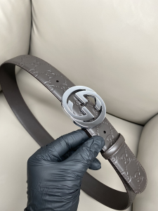 Gucci Interlocking G Buckle Black Maxi GG Grained Leather Belt Dark Brown 40MM Gucci Interlocking G Buckle Black Maxi GG Grained Leather Belt Dark Brown 40MM