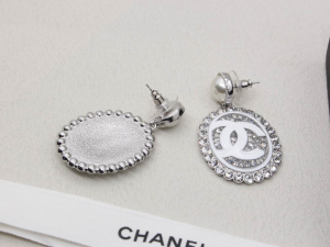 Chanel CC Logo Crystals Oval Earrings