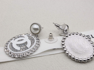 Chanel CC Logo Crystals Oval Earrings