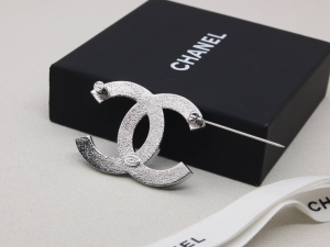 Chanel Crystals CC Logo Brooch Blue