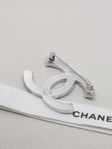 Chanel Crystals CC Logo Brooch Blue