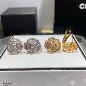 Chanel Crystals Camellia Flowers Earrings