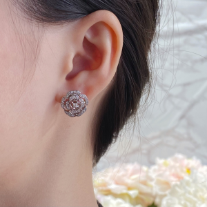 Chanel Crystals Camellia Flowers Earrings