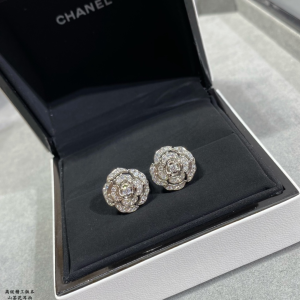 Chanel Crystals Camellia Flowers Earrings