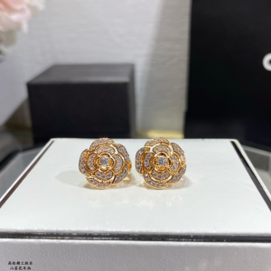 Chanel Crystals Camellia Flowers Earrings