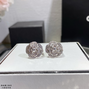 Chanel Crystals Camellia Flowers Earrings