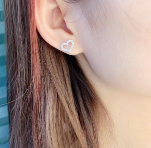 Tiffany Heart Diamond Stud Earrings