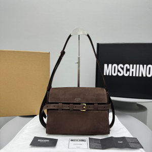 Moschino Medium Sac Tie Me Belting Suede Leather Top Handle Shoulder Bag Dark Brown Moschino Medium Sac Tie Me Belting Suede Leather Top Handle Shoulder Bag Dark Brown