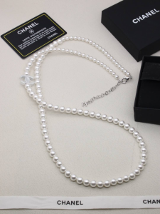 Chanel CC Logo Pearls Long Necklaces