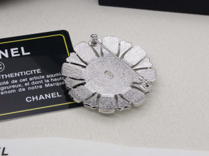 Chanel Crystal CC Around Brooch White