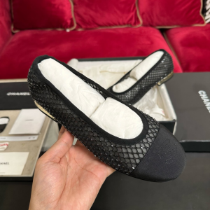Chanel Black Mesh Ballet Flats