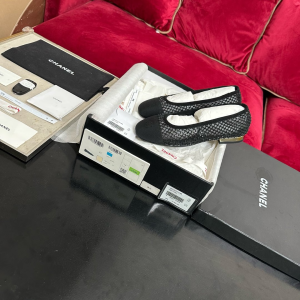 Chanel Black Mesh Ballet Flats