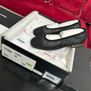 Chanel Black Mesh Ballet Flats