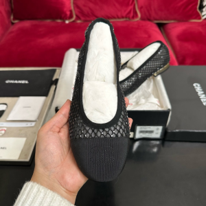 Chanel Black Mesh Ballet Flats