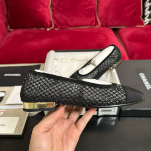Chanel Black Mesh Ballet Flats