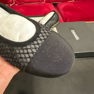 Chanel Black Mesh Ballet Flats
