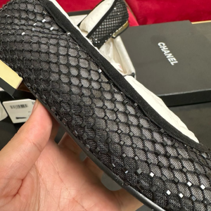 Chanel Black Mesh Ballet Flats