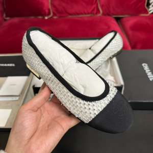 Chanel CC White Mesh Ballet Flats