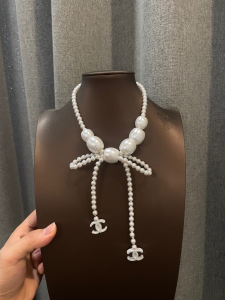 Chanel Glass Pearls Bowknot Necklaces
