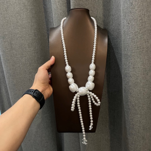 Chanel Glass Pearls Bowknot Necklaces
