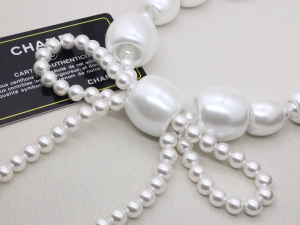 Chanel Glass Pearls Bowknot Necklaces