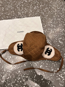 Chanel Quilted CC Shearling Fur Trapper Hat Brown Chanel Quilted CC Shearling Fur Trapper Hat Brown