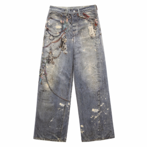 Acne Studios Trompe Loeili Keys Baggy Fit Trousers 1981F Denim Blue Jeans Acne Studios Trompe Loeili Keys Baggy Fit Trousers 1981F Denim Blue Jeans