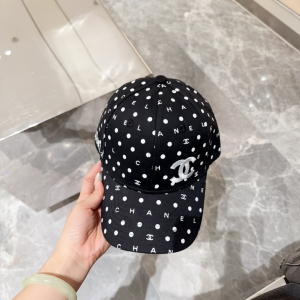Chanel CC Logo Black Canvas Baseball Cap Hat
