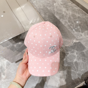 Chanel CC Logo Pink Canvas Baseball Cap Hat