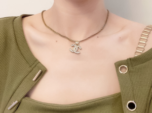 Chanel Crystal CC Logo Pendant Necklaces