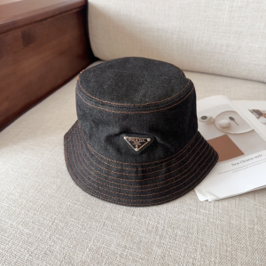 Prada Denim Black Fabric Bucket Hat