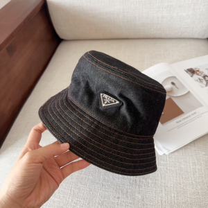 Prada Denim Black Fabric Bucket Hat