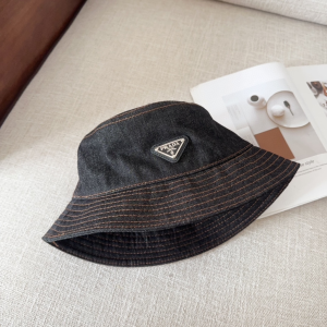 Prada Denim Black Fabric Bucket Hat
