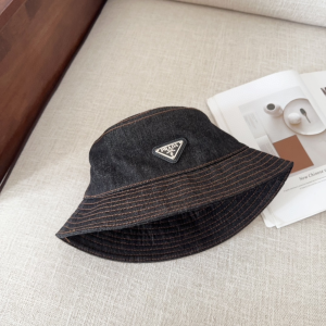 Prada Denim Black Fabric Bucket Hat