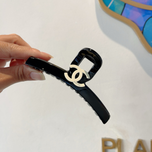 Chanel CC Logo Hair Clip Black