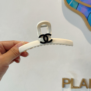 Chanel CC Logo Hair Clip White