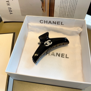 Chanel Crystals CC Logo Hair Clip Black