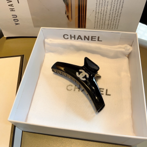 Chanel Crystals CC Logo Hair Clip Black