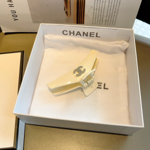 Chanel Crystals CC Logo Hair Clip White