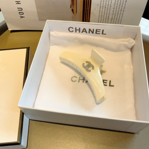 Chanel Crystals CC Logo Hair Clip White
