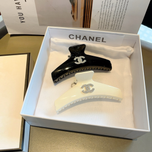 Chanel Crystals CC Logo Hair Clip White
