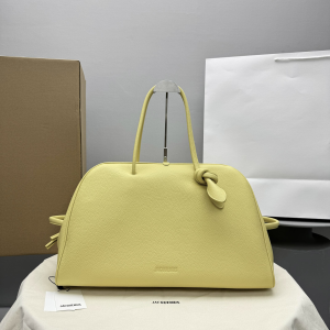 Jacquemus Large The Turismo Soft Grained Leather Bowling Crossbody Bag Yellow A2130 Jacquemus Large The Turismo Soft Grained Leather Bowling Crossbody Bag Yellow A2130