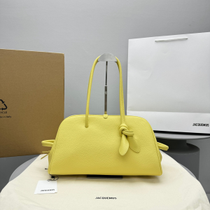 Jacquemus Medium The Turismo Soft Grained Leather Bowling Crossbody Bag Yellow A2130 Jacquemus Medium The Turismo Soft Grained Leather Bowling Crossbody Bag Yellow A2130