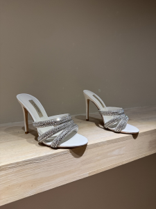 Casadei Julia Stratosphere White and Crystals Mules Sandals 105MM Casadei Julia Stratosphere White and Crystals Mules Sandals 105MM