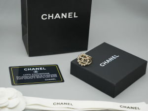 Chanel Crystals CC Gold Metal Rings