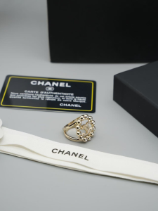 Chanel Crystals CC Gold Metal Rings