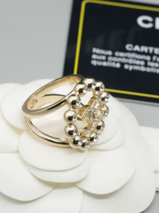 Chanel Crystals CC Gold Metal Rings