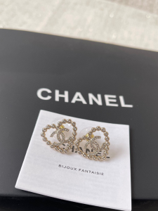 Chanel Crystals CC Heart Earrings