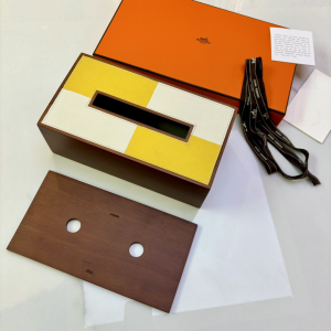 Hermes Small Pleiade Tissue Box White Yellow Hermes Small Pleiade Tissue Box White Yellow